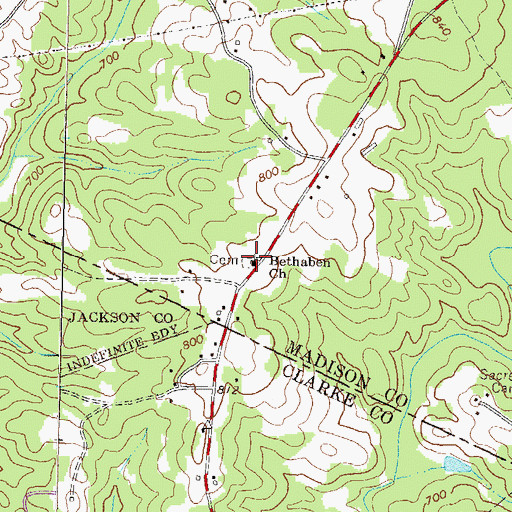 Topographic Map of Bethaben Church, GA