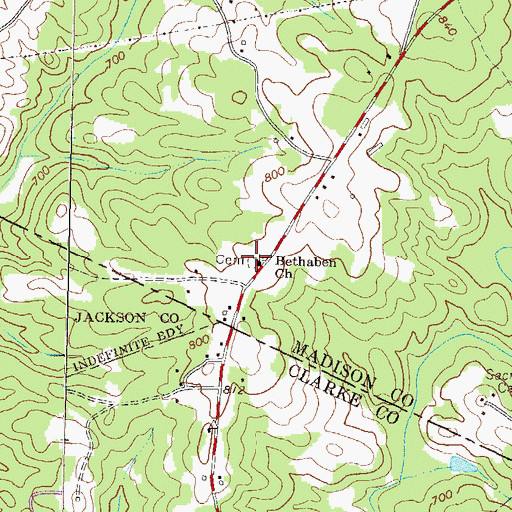 Topographic Map of Bethaven Cemetery, GA