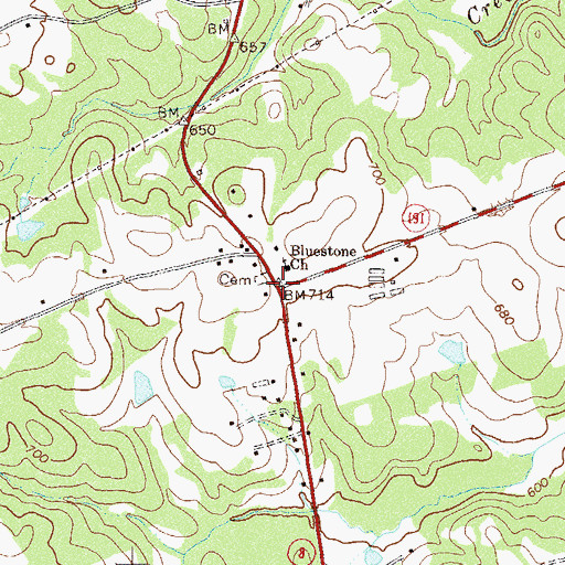 Topographic Map of Bluestone, GA