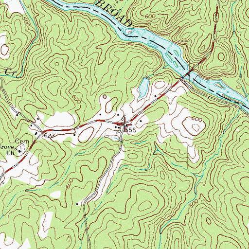 Topographic Map of Broad River Church, GA
