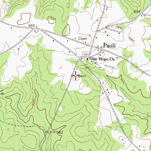 Topographic Map of Burroughs Cemetery, GA