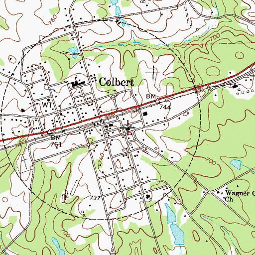Topographic Map of Colbert Baptist Church, GA
