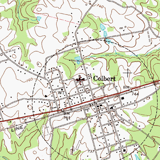 Topographic Map of Colbert High School (historical), GA