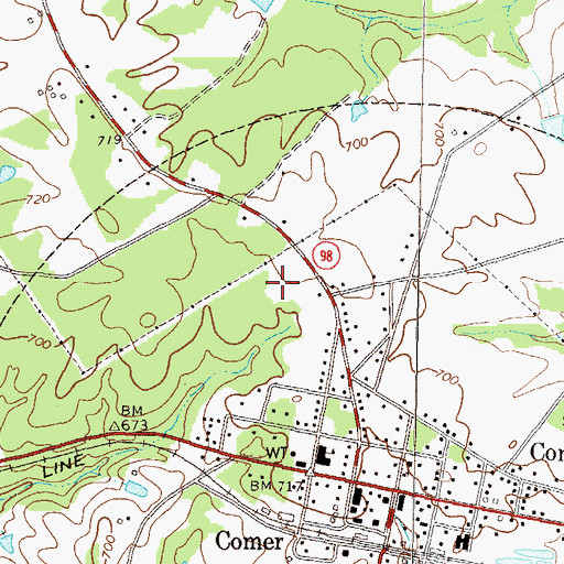 Topographic Map of Comer Elementary School, GA