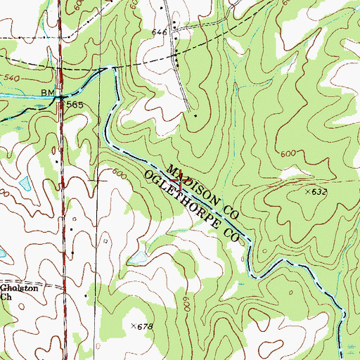 Topographic Map of Comer Mill (historical), GA