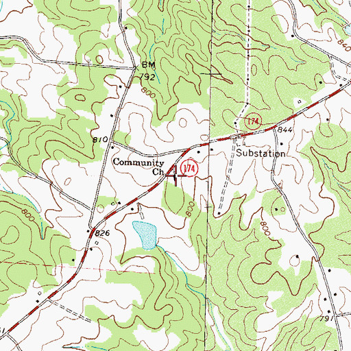 Topographic Map of Community Church, GA