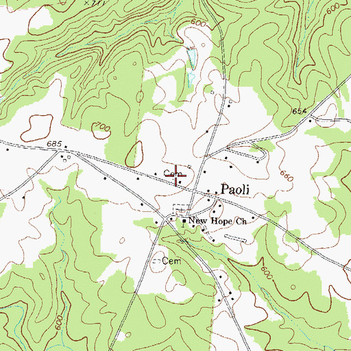 Topographic Map of David Cemetery, GA