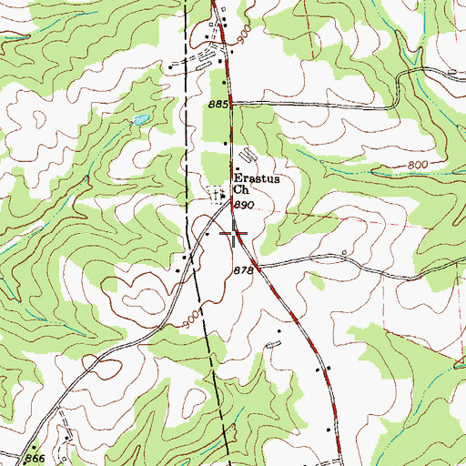 Topographic Map of Erastus Church, GA