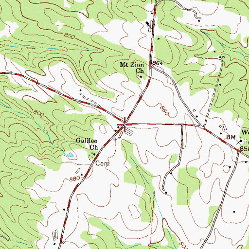 Topographic Map of Haggards Crossroad, GA