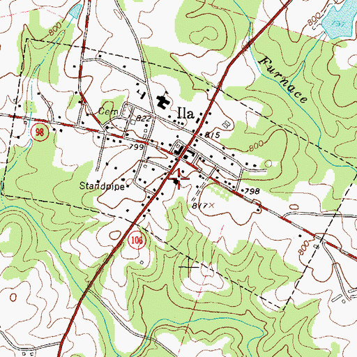 Topographic Map of Ila Baptist Church, GA