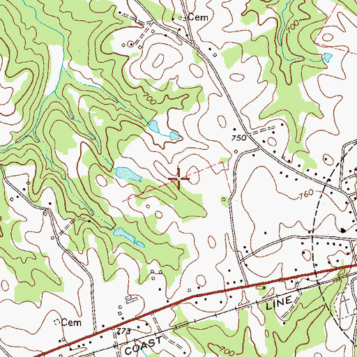 Topographic Map of Kincaid Cemetery, GA