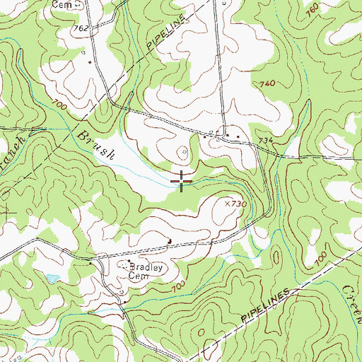 Topographic Map of Lindsey Branch, GA