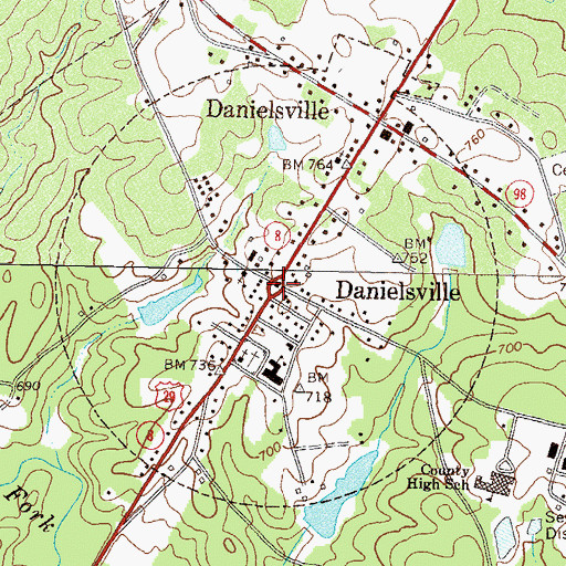 Topographic Map of Madison County Courthouse, GA