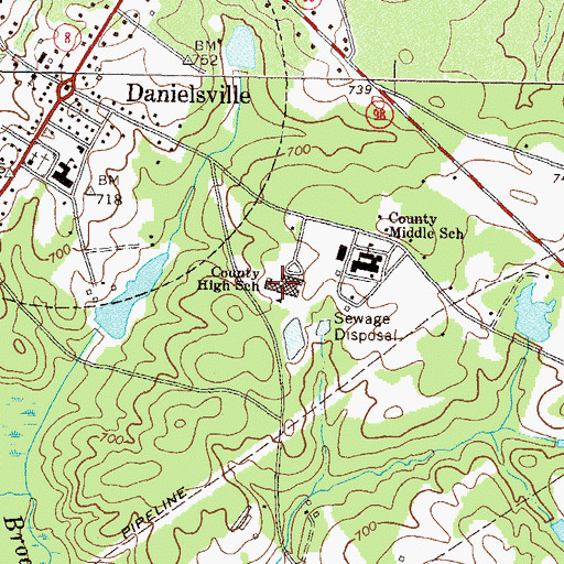 Topographic Map of Madison County High School, GA