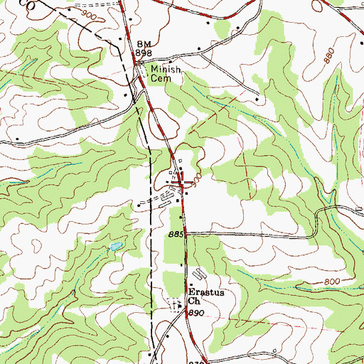 Topographic Map of Minish, GA