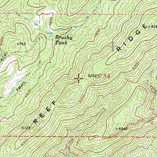 Topographic Map of Reef Ridge, AZ