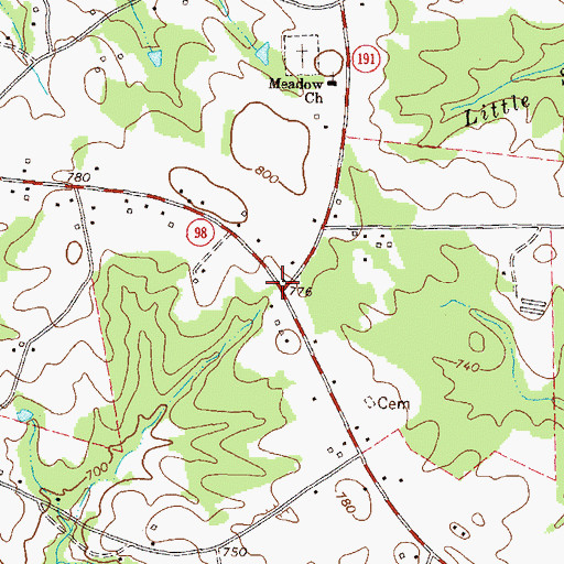 Topographic Map of Porterfield, GA