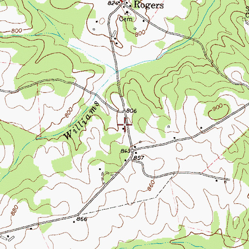 Topographic Map of Rogers School (historical), GA