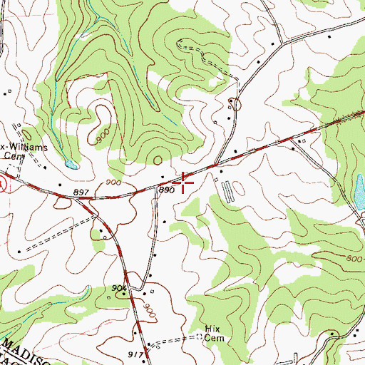 Topographic Map of Shields Cemetery, GA