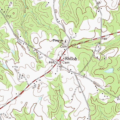 Topographic Map of Shiloh Baptist Church, GA