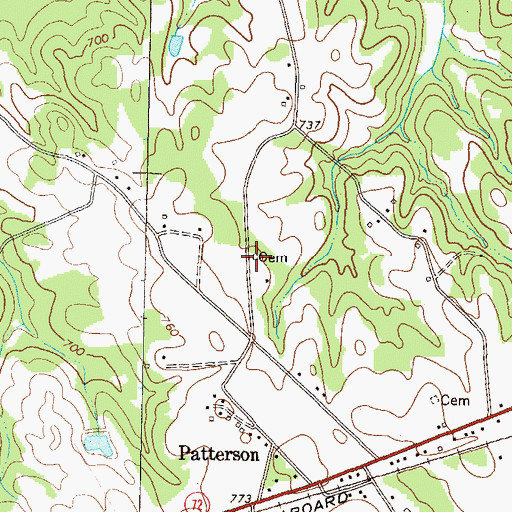 Topographic Map of Sorrow-Mann Cemetery, GA