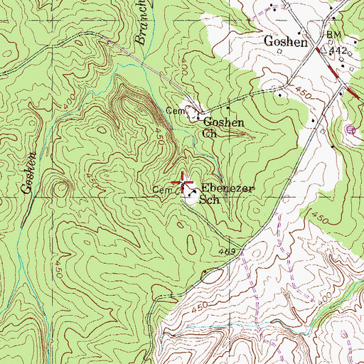 Topographic Map of Ebenezer Church, GA
