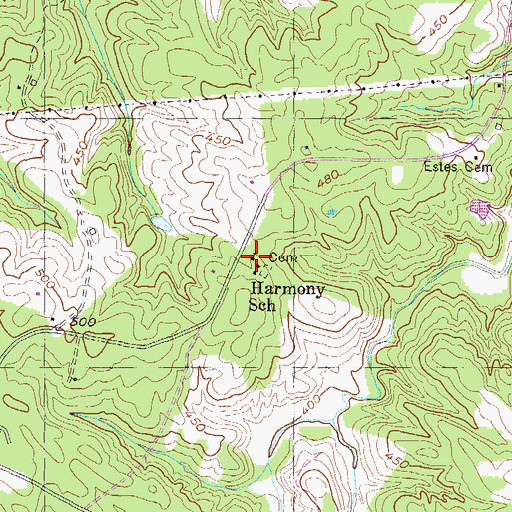 Topographic Map of Harmony Church, GA