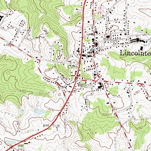 Topographic Map of Lincolnton Cemetery, GA