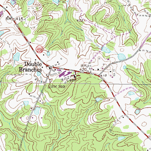 Topographic Map of Mulberry Church, GA