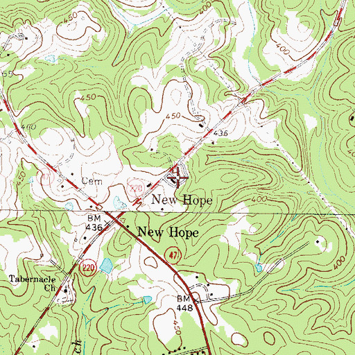 Topographic Map of New Hope Baptist Church, GA