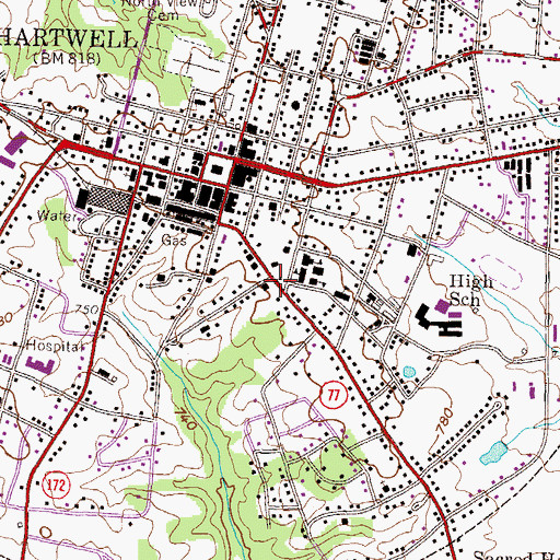 Topographic Map of Benson Street-Forest Avenue Residential Historic District, GA