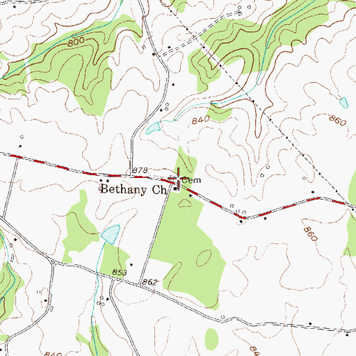 Topographic Map of Bethany Cemetery, GA