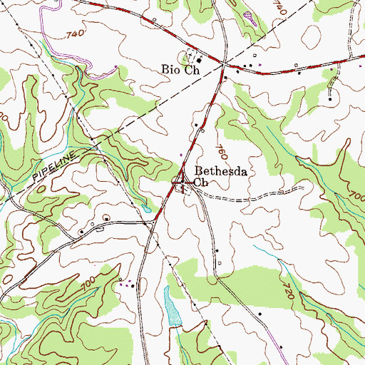 Topographic Map of Bethesda Cemetery, GA