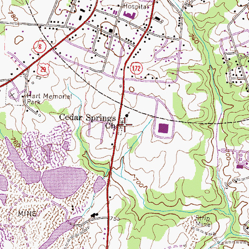 Topographic Map of Cedar Springs Cemetery, GA