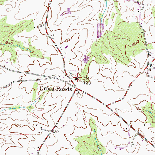 Topographic Map of Cross Roads Baptist Church, GA