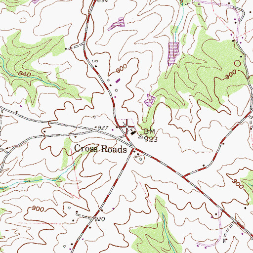 Topographic Map of Crossroads Cemetery, GA