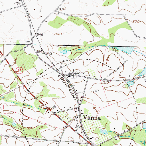 Topographic Map of Fellowship Cemetery, GA