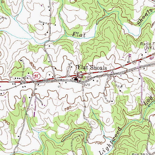 Topographic Map of Flat Shoals Baptist Church, GA