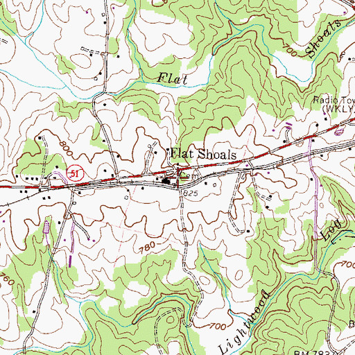 Topographic Map of Flat Shoals Cemetery, GA