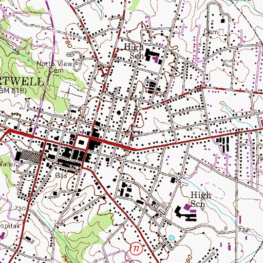 Topographic Map of Franklin Street-College Avenue Residential Historic District, GA