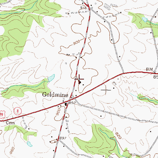 Topographic Map of Goldmine School (historical), GA
