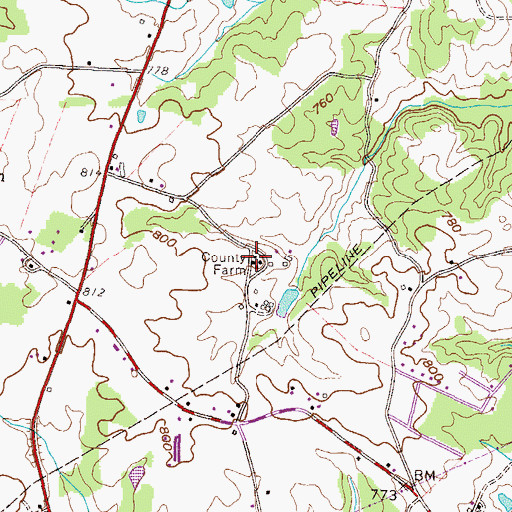Topographic Map of Hart County Farm, GA