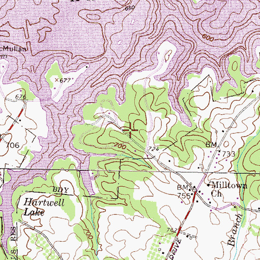 Topographic Map of Hart State Park, GA