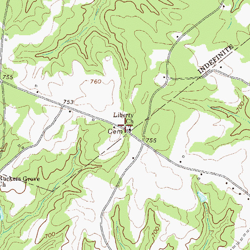 Topographic Map of Liberty Cemetery, GA