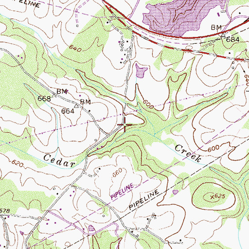 Topographic Map of McMullins Mill (historical), GA
