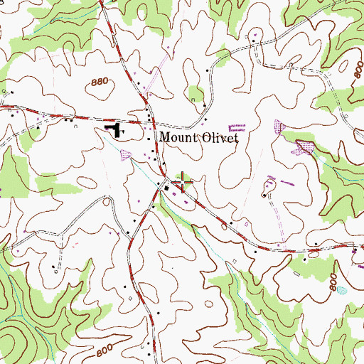 Topographic Map of Mount Olivet Cemetery, GA