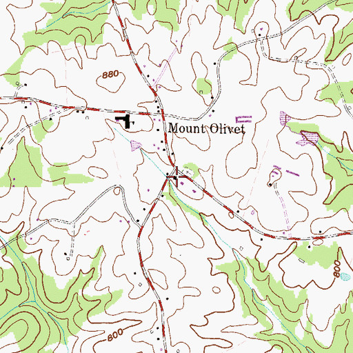 Topographic Map of Mount Olivet Church, GA