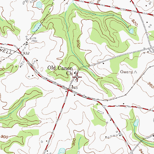 Topographic Map of Old Canon Cemetery, GA