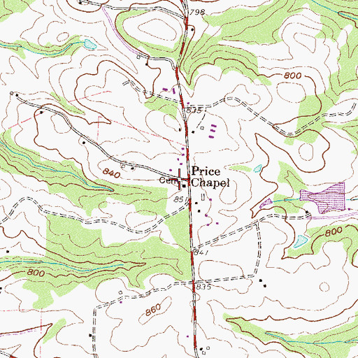 Topographic Map of Price Chapel Cemetery, GA