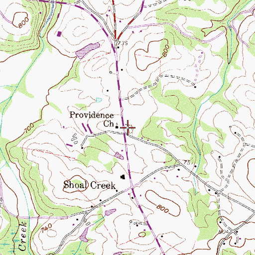 Topographic Map of Providence Cemetery, GA